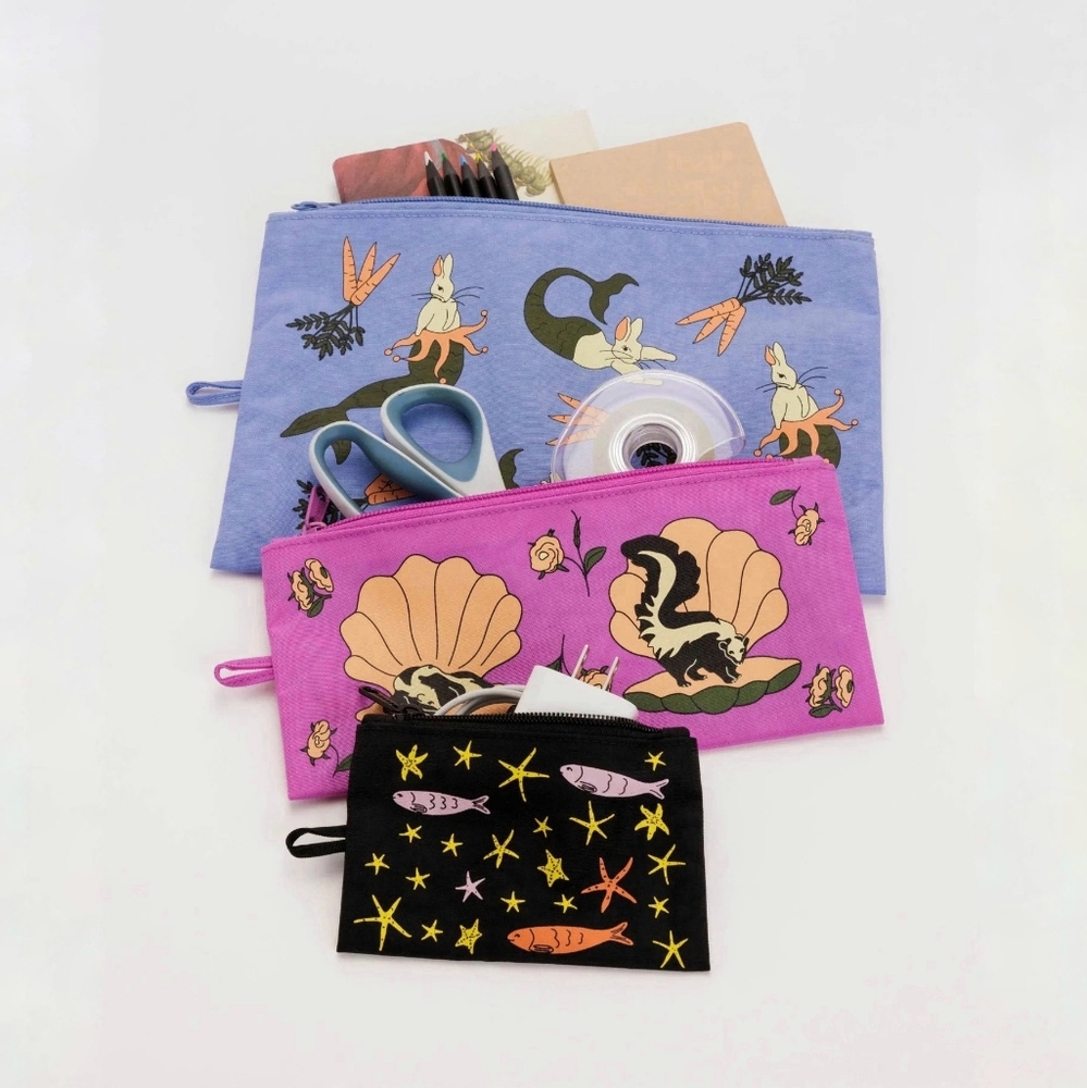 BAGGU Sea Animals Flat Pouch Set
